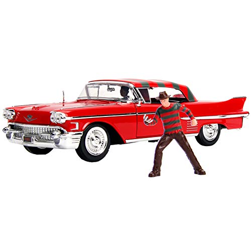 Jada 31102 Hollywood Rides 1:24 1958 Cadillac Serie 62 mit Freddy Krueger Figur von Jada Toys