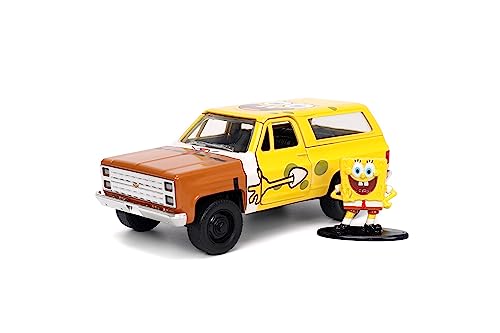 Jada JA31798 1:32 HWR-1980 Chevy K5 Blazer mit Spongebob Figur Sponge Bob Sammlerstück Miniaturauto, Gelb, One Size Jada JA31798 1:32 HWR-1980 Chevy K5 Blazer mit Spongebob Figur Sponge Bob Sammlerstück Miniaturauto, Gelb, One Size von Jada Toys