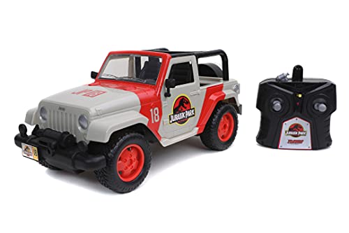 Jada Toys Jurassic Park RC Jeep Wrangler, ferngesteuertes Auto, Dinosaurier, Spielzeugauto mit Fernsteuerung, RC Auto, 1:16, für Kinder ab 6 Jahren von Jada Toys