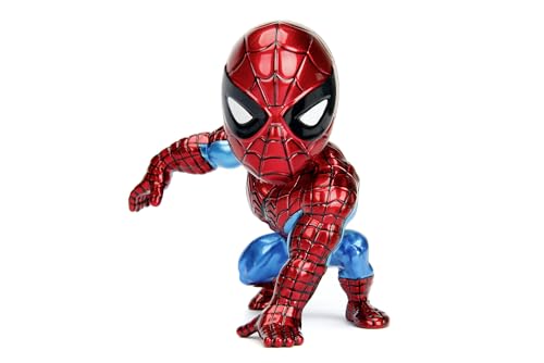 Jada Toys Marvel Classic Spiderman Figur, Die-cast, 10 cm, Sammelfigur, rot/blau, 253221005 von Jada Toys