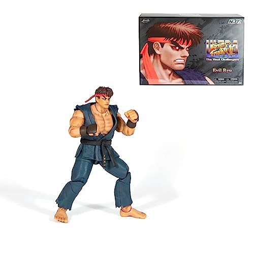 Jada - Street Fighter II, Evil Ryu Sonderedition, Gelenkfigur, 15 cm, mit austauschbaren Händen und Kopf, Zubehör und 20 Gelenkpunkten (253255070) von Jada Toys