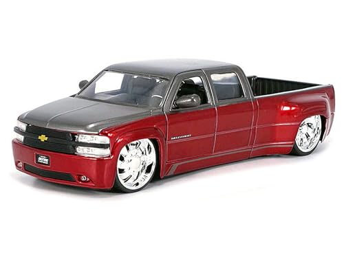 Jada Toys 1999 Chevy Silverado Dual Custom Wheels - Zweifarbig Rot mit Grau - Just Trucks - Hobby Exclusive Maßstab 1:24 35590, Rot/Grau Jada Toys 1999 Chevy Silverado Dual Custom Wheels - Zweifarbig Rot mit Grau - Just Trucks - Hobby Exclusive Maßstab 1:24 35590, Rot/Grau von Jada