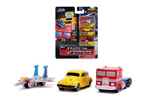Jada Toys 253111005 Transformers 3er Nano Sammelautos aus Die-cast Optimus Prime, Starscream, G1 Bumblebee VW Beetle, Spielzeugautos, Set, 4 cm, ab 8 Jahren, Mehrfarbig Jada Toys 253111005 Transformers 3er Nano Sammelautos aus Die-cast Optimus Prime, Starscream, G1 Bumblebee VW Beetle, Spielzeugautos, Set, 4 cm, ab 8 Jahren, Mehrfarbig von Jada Toys