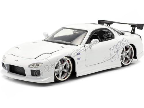 Jada Toys Fast & Furious 1993 Mazda RX-7, Tuning-Modell im Maßstab 1:24, zu öffnende Türen, Motorhaube und Kofferraum, weiß von Jada
