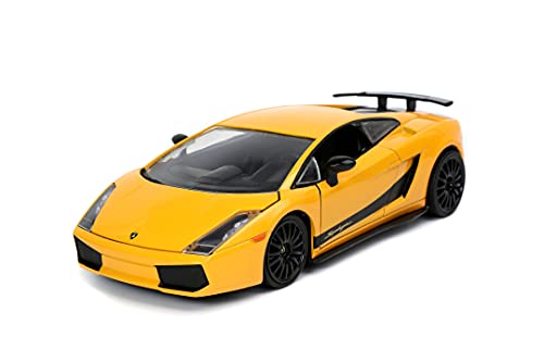 Jada Toys Fast & Furious Lamborghini Gallardo Superleggera, Tuning-Modell im Maßstab 1:24, zu öffnende Türen, Motorhaube und Kofferraum, gelb/schwarz von Jada Toys