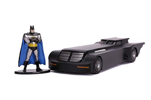 Jada Toys Animated Series Batmobil, hochdetailiertes 1:32 Modellauto inkl. Batman-Figur, Türen können geöffnet werden, mit Freilauf, schwarz von Jada Toys