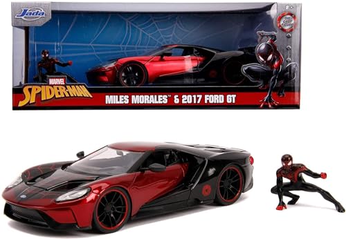 Jada Toys Marvel Miles Morales, 2017 Ford GT, Spielzeugauto aus Die-cast, Türen, Kofferraum, Motorhaube zum Öffnen, inkl. Die-cast Miles Morales Figur, Maßstab 1:24, rot Jada Toys Marvel Miles Morales, 2017 Ford GT, Spielzeugauto aus Die-cast, Türen, Kofferraum, Motorhaube zum Öffnen, inkl. Die-cast Miles Morales Figur, Maßstab 1:24, rot von Jada Toys