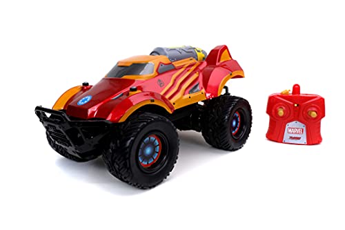 Jada Toys 253228002 Marvel RC Iron Thruster, ferngesteuertes Auto, mit Turbo, USB Ladefunktion, 3,6 m/s, Kontrolldistanz 25 m, Maßstab 1:14, rot von Jada Toys