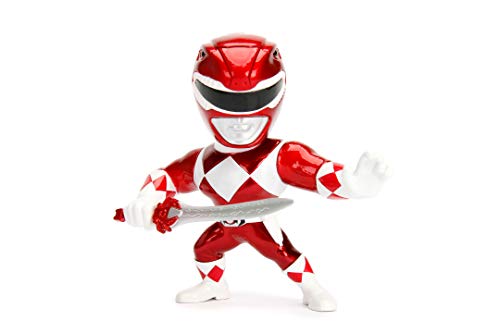 Jada Toys Power Ranger Red Ranger Figur, 10 cm, Die-cast, Sammelfigur, rot von Smoby