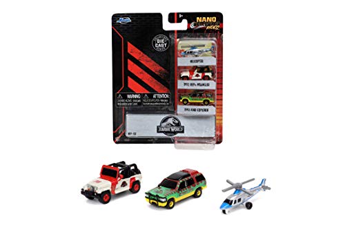 Jada Toys 253251012 Jurassic Park 3er Set A Nano Sammelautos, 1993 Ford Explorer, Jeep Wrangler 12, A109 Helikopter, 4 cm, ab 3 Jahren, bekannt aus der gleichnamigen Filmreihe Jada Toys 253251012 Jurassic Park 3er Set A Nano Sammelautos, 1993 Ford Explorer, Jeep Wrangler 12, A109 Helikopter, 4 cm, ab 3 Jahren, bekannt aus der gleichnamigen Filmreihe von Jada Toys