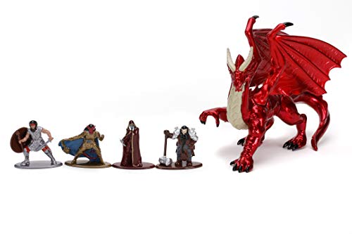 Jada Toys 253254000 Dungeons & Dragons Deluxe, Nano Sammelfiguren aus Die-Cast, Human Fighter, Tiefling Paladin, Drow Elf Rogue, Dwarf Cleric, Young Red, Spielzeugfiguren, 5 Stück/Set, 4 cm, One Size von Jada Toys