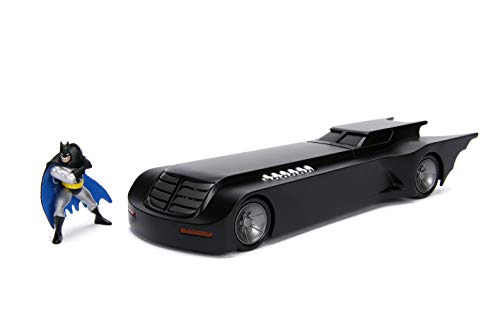 Jada Toys Batman Animated Series Batmobil, Auto, Spielzeugauto aus Die-cast, zu öffnende Türen, inkl. Batman Figur, Maßstab 1:24, schwarz von Jada Toys