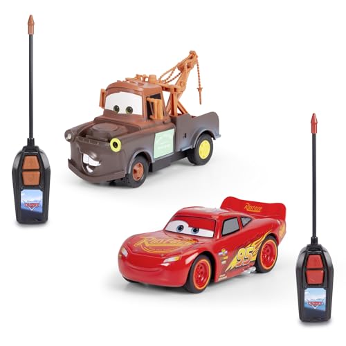 Jada Toys Cars RC Autos Lightning McQueen & Hook (Mater) aus Disney Pixar Cars - 2 ferngesteuerte Autos ab 4 Jahre, RC Single-Drive Twin Set für Kinder, max. 6 km/h, je 14 cm von Jada