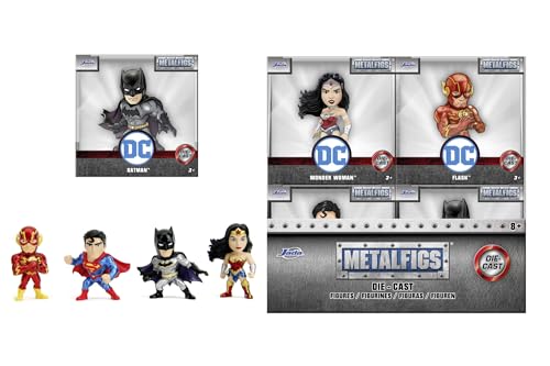 Jada Toys - DC Figur aus Metall, Welle 1, Pop-Kultur Sammelfigur, zufällige Auswahl: Batman, Superman, The Flash, Wonder Woman, für Fans & Sammler ab 8 Jahre, je 6,5 cm von Jada Toys