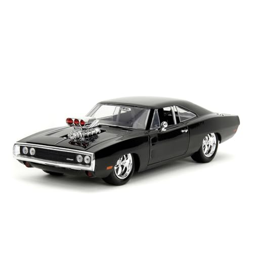 Jada Toys - Fast and Furious Auto Dom`s Dodge Charger Street (1:24, schwarz) - Modellauto 1970 Dodge Charger R/T aus Fast & Furious, Spielzeugauto aus Metall ab 8 Jahre mit Teilen zum Öffnen, 19cm von Jada