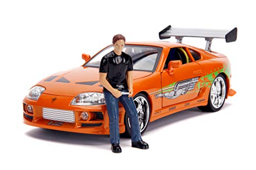 Jada Toys Fast & Furious Brian's 1995 Toyota Supra, Unterbodenbel., Auto, Tuning-Modell, Maßstab 1:18, zu öffnende Türen und Kofferraum, abnehmbare Motorhaube, inkl. Brian O'Conner Figur, orange Jada Toys Fast & Furious Brian's 1995 Toyota Supra, Unterbodenbel., Auto, Tuning-Modell, Maßstab 1:18, zu öffnende Türen und Kofferraum, abnehmbare Motorhaube, inkl. Brian O'Conner Figur, orange von Jada Toys