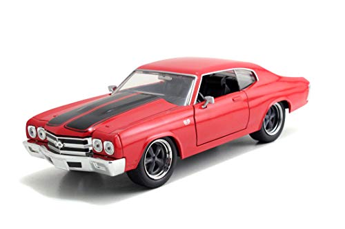 Jada Toys Fast & Furious Dom's Chevy Chevelle SS, 1970, Spielzeugauto aus Die-cast, öffnende Türen, Kofferraum & Motorhaube, Maßstab 1:24, rot von Jada