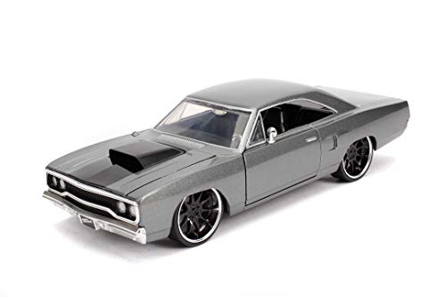 Jada Toys 253203054 Fast & Furious Dom's 1970 Plymouth Road Runner, Auto, Tuning-Modell im Maßstab 1:24, zu öffnende Türen, Motorhaube und Kofferraum, Freilauf, grau Jada Toys 253203054 Fast & Furious Dom's 1970 Plymouth Road Runner, Auto, Tuning-Modell im Maßstab 1:24, zu öffnende Türen, Motorhaube und Kofferraum, Freilauf, grau von Jada Toys