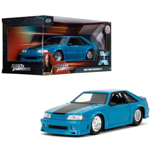 Jada Toys Fast and Furious Modellauto 1989 Ford Mustang GT (blau) - Film-Auto aus Fast & Furious 10 mit Teilen zum Öffnen, Maßstab 1:24 (19 cm), für Fans & Sammler ab 8 Jahre von Jada Toys