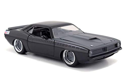 Jada Toys Fast & Furious Letty's 1970 Plymouth Barracuda, Auto, Tuning-Modell im Maßstab 1:24, zu öffnende Türen, Motorhaube und Kofferraum, Freilauf, schwarz matt von Jada Toys