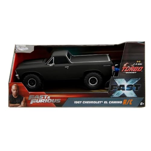 Jada Toys - Fast and Furious RC Modellauto 1967 Chevrolet EL Camino R/C (schwarz) - ferngesteuertes Auto aus Fast & Furious 10, 1:24 (20 cm), 2,4 GHz, bis 8 km/h, Spielzeugauto ab 6 Jahre von Jada Toys