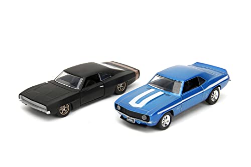 Jada Toys - Fast and Furious Autos (2er-Set) - 1969 Chevrolet Camaro & 1968 Dodge Charger Widebody - 2 Legacy Series Modellautos mit Türen zum Öffnen, 1:32, 19cm, ab 8 Jahre, Wave 2, Set 1 von Jada