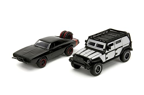 Jada Toys - Fast and Furious Autos (2er-Set) - Dom`s Dodge Charger R/T 1970 & Tej`s Jeep Wrangler aus Fast & Furious 7-2 Legacy Series Modellautos zum Öffnen, 1:32, 19cm, ab 8 Jahre, Wave 2, Set 2 von Jada Toys