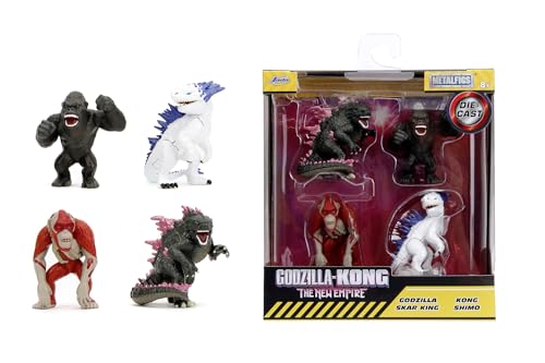 Jada Toys 4er-Set Godzilla x Kong Figuren (Godzilla, King Kong, Shimo, Skar King) - 4 MonsterVerse Sammelfiguren aus Metall, je 6,5 cm, für Fans und Sammler ab 8 Jahre, Wave 1 von Jada Toys
