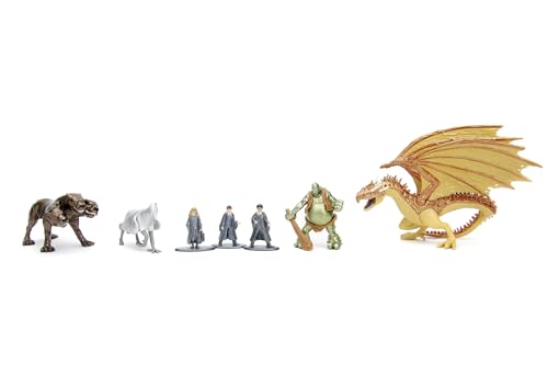 Jada Toys Harry Potter Figuren Set (Mega Pack mit 7 Sammelfiguren in 3 Größen) - Spielzeug aus Metall ab 6 Jahre (Harry, Hermine, Ron, Seidenschnabel, Bergtroll, Fluffy, Drache), je 4-10 cm von Jada Toys