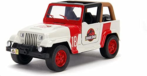 Jada Toys Jurassic Park Jeep Wrangler, Modellauto, Spielzeugauto, Türen zum Öffnen, Maßstab 1:32, mehrfarbig von Jada Toys