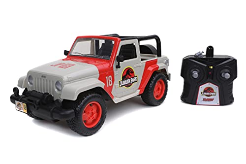 Jada Toys Jurassic Park RC Jeep Wrangler, ferngesteuertes Auto, Dinosaurier, Spielzeugauto mit Fernsteuerung, RC Auto, 1:16, für Kinder ab 6 Jahren von Jada