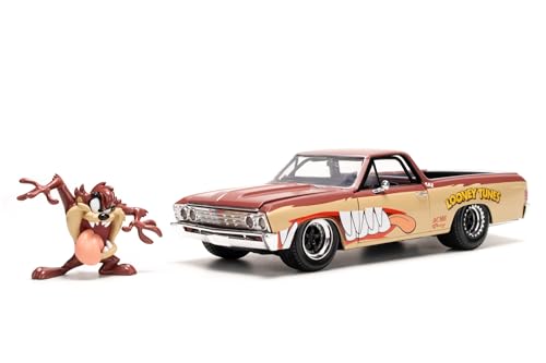 Jada Toys Looney Tunes Taz & 1967 Chevrolet EL Camino - Chevy Modellauto (19 cm) mit Tasmanian Devil Figur (5 cm), Spielzeug-Set aus Metall für Erwachsene & Kinder ab 8 Jahre von Jada