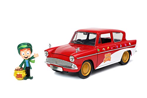 Jada Toys Lucky Charms 1:24 1959 Ford Anglia Die-cast Car and 2.75"" Lucky The Leprechaun Figure, Toys for Kids and Adults von Jada Toys
