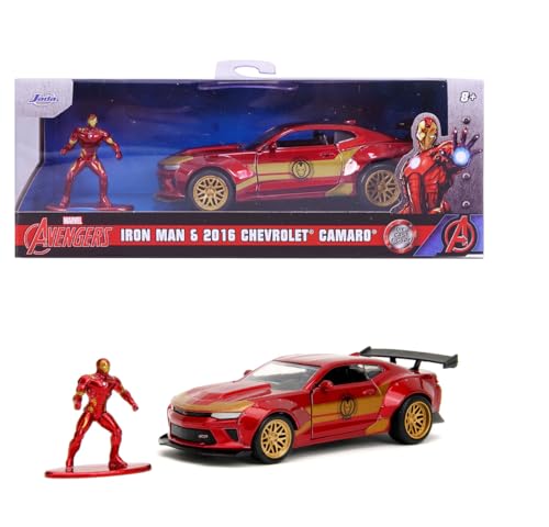 Jada Toys - Marvel Iron Man 2016 Camaro SS inkl. Iron Man Figur, Modellauto aus Metall, 1:32, Türen zum Öffnen, 13,5 cm, für Fans und Kinder ab 8 Jahre von Jada Toys