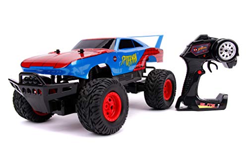 Jada Toys Marvel RC-Auto Spiderman Daytona, 1969 Dodge Charger Daytona Elite, Ferngesteuertes Auto, 4x4 Allradantrieb, Turbofunktion, 2-Kanal Funkfernbedienung, USB-Ladefunktion, inkl. Batterien, 1:12 von Jada Toys