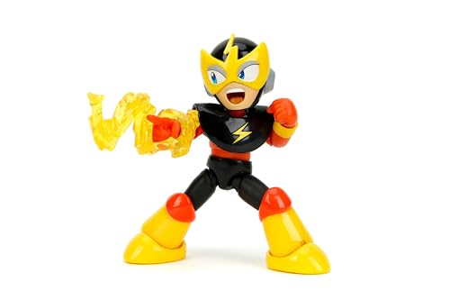Jada Toys Mega Man 10.2 cm Elec Man - Actionfigur im Maßstab 1:12, Wave 2 - über 15 Gelenkpunkte, Alternative Hände & Kopf, Blitzbolt-Zubehör von Jada Toys