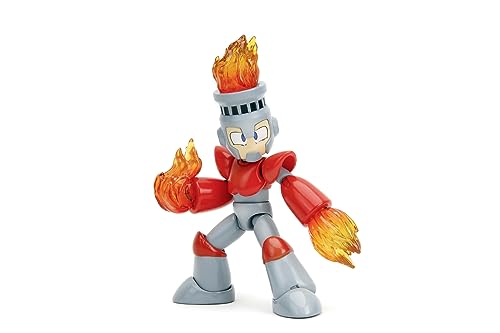 Jada Toys Mega Man Figur FIRE Man (11,5 cm) - bewegliche Sammel- und Actionfigur aus der Videospiel-Serie Megaman, mit alternativem Kopf, Händen und Zubehör, für Fans & Sammler ab 13 Jahre von Jada Toys