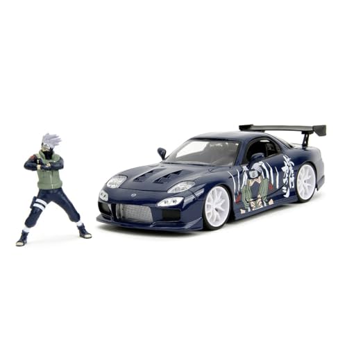 Jada Toys Naruto Auto Mazda RX-7 1993 (20 cm) mit Kakashi Hatake Figur (7 cm) - Modellauto mit Teilen zum Öffnen, Spielzeug-Set aus Metall für Fans und Sammler ab 8 Jahre von Jada