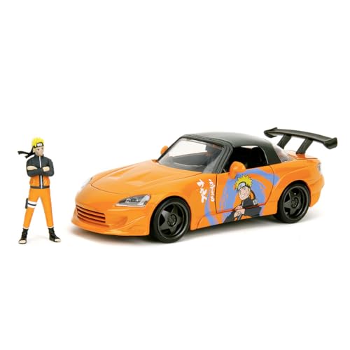 Jada Toys Naruto Auto Honda S2000 2001 (20 cm) mit Naruto Shippuden Figur (7 cm) - Modellauto mit Teilen zum Öffnen, Spielzeug-Set aus Metall für Fans und Sammler ab 8 Jahre von Jada