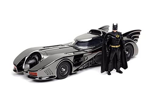 Jada Toys Next Level 1989 Batmobil, Modellauto, 1:24, öffnendes Cockpit, aufklappbare Kanonen, Heckklappe zum Öffnen, inkl. Batman Figur, Sonderedition, einzeln nummerierte Verpackung, schwarz Chrom von Jada Toys