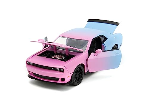 Jada Toys - Pink Slips Dodge Challenger SRT Hellcat (2015) in außergewöhnlichem Design - 1:24 Modellauto (20,3 cm) aus Metall mit Gummireifen und Teilen zum Öffnen, Spielzeug-Auto ab 8 Jahre von Jada