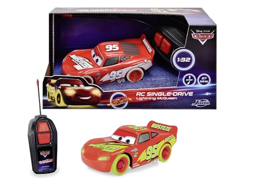 Jada Toys - Lightning McQueen als RC Glow Racer Single Drive (14 cm) aus Disney Pixars Cars - ferngesteuertes Auto ab 4 Jahre, Spielzeugauto für Kinder mit Fernbedienung und Glow-in-The-Dark-Effekt von Jada Toys