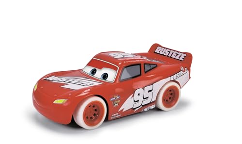 Jada Toys - RC Turbo Racer Lightning McQueen (17 cm) aus Disney Pixars Cars - ferngesteuertes Auto ab 4 Jahre, leuchtet im Dunkeln, Spielzeugauto für Kinder mit 2-Kanal-Fernbedienung (2,4 GHz) von Jada Toys