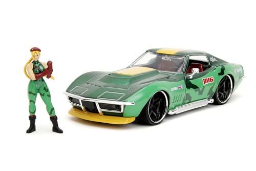 Jada Toys Street Fighter Figur Cammy White mit Modellauto 1969er Chevrolet Corvette Stingray ZL1 - Set aus Actionfigur (7 cm) und Spielzeugauto (20 cm) für Fans und Kinder ab 8 Jahre von Jada