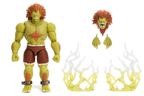 Jada Toys Street Fighter Figur Blanka (19 cm) - bewegliche Sammel- und Actionfigur aus Street Fighter 2: The Final Challengers, mit alternativem Kopf, Händen und Zubehör, ab 13 Jahre von Jada Toys