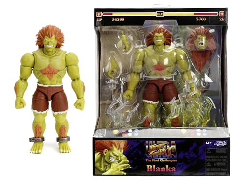 Jada Toys Street Fighter Figur Blanka (19 cm) - bewegliche Sammel- und Actionfigur aus Street Fighter 2: The Final Challengers, mit alternativem Kopf, Händen und Zubehör, ab 13 Jahre von Jada
