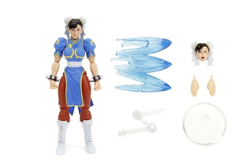 Jada Toys Street Fighter Figur Chun-LI (15 cm) - bewegliche Sammel- und Actionfigur aus Street Fighter 2: The Final Challengers, mit alternativem Kopf, Händen und Zubehör, ab 13 Jahre von Jada Toys