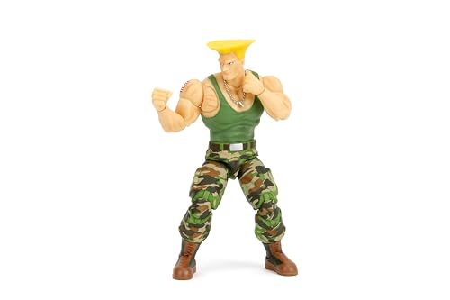 Jada Toys Street Fighter II Guile Actionfigur im Maßstab 1:12, 15,2 cm hoch, austauschbare Köpfe, Hände und Zubehör von Jada Toys