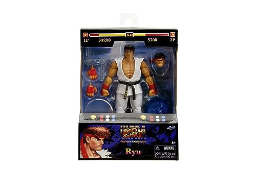 Jada Toys Street Fighter Figur RYU (15 cm) - bewegliche Sammel- und Actionfigur aus Street Fighter 2: The Final Challengers, mit alternativem Kopf, Händen und Zubehör, ab 13 Jahre von Jada
