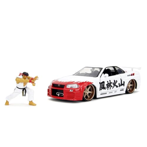 Jada Toys Street Fighter Figur Ryu mit Modellauto 2002er Nissan Skyline GT-R - Set aus Figur (6 cm) und Spielzeugauto (19 cm) für Fans und Kinder ab 8 Jahre Jada Toys Street Fighter Figur Ryu mit Modellauto 2002er Nissan Skyline GT-R - Set aus Figur (6 cm) und Spielzeugauto (19 cm) für Fans und Kinder ab 8 Jahre von Jada Toys